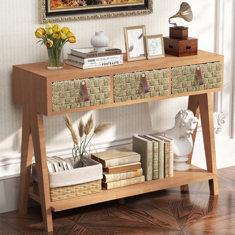 Bay Isle Home Mid Century Modern Console Table With Storage For Entryway Wayfair